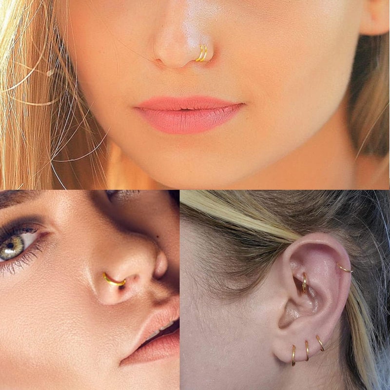 FECTAS Nose Rings Hoops Surgical Steel 18g 20g Gauge 6mm 8mm 10mm 12mm Earrings Piercing Hoops Jewelry for Men Women - Image 5